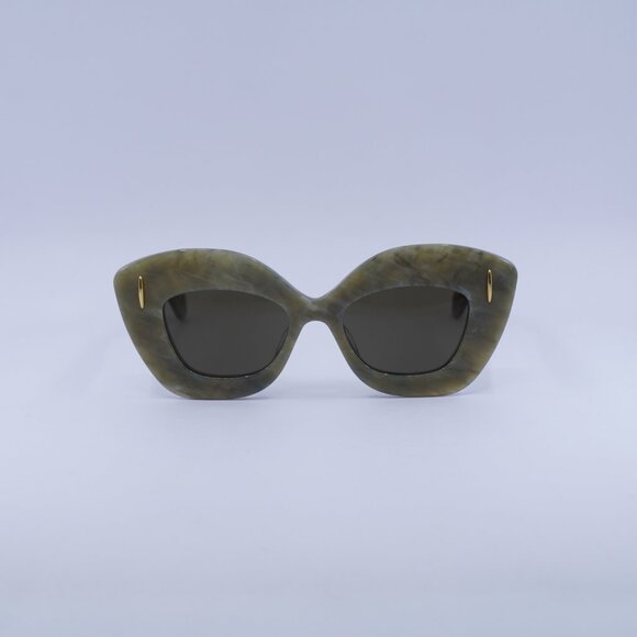 Loewe LW40127I 60E Sunglasses Green Marble Cat Eye Frame, Brown Lenses - Picture 2 of 10
